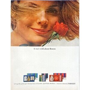 Yardley "If she's wild about flowers, we've got the perfect gift" Print Ad 1963